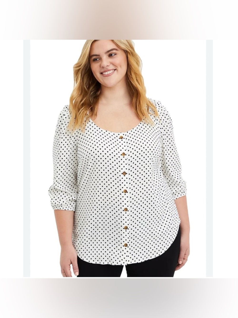 Torrid Rayon Slub Button-Front Puff Sleeve Top Size 5X